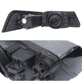 SPPC Crystal Headlights Black Assembly Set For Ford Mustang - (Pair) Driver Left and Passenger Right Side Replacement Headlamp