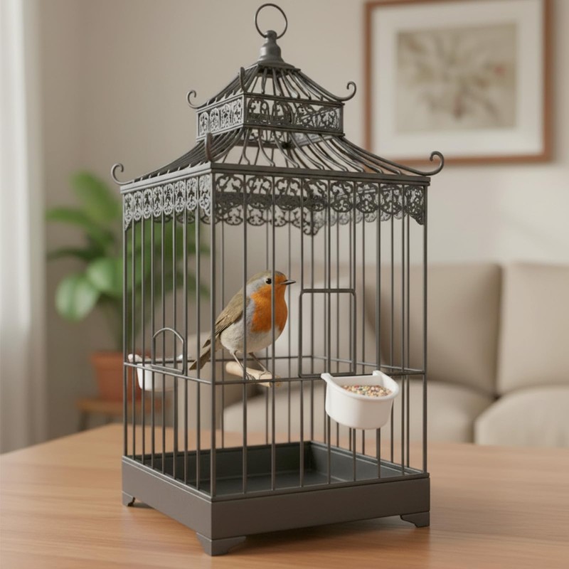 6 Pcs Plastic Bird Food Feeder Bird Cage Feeder Hanging