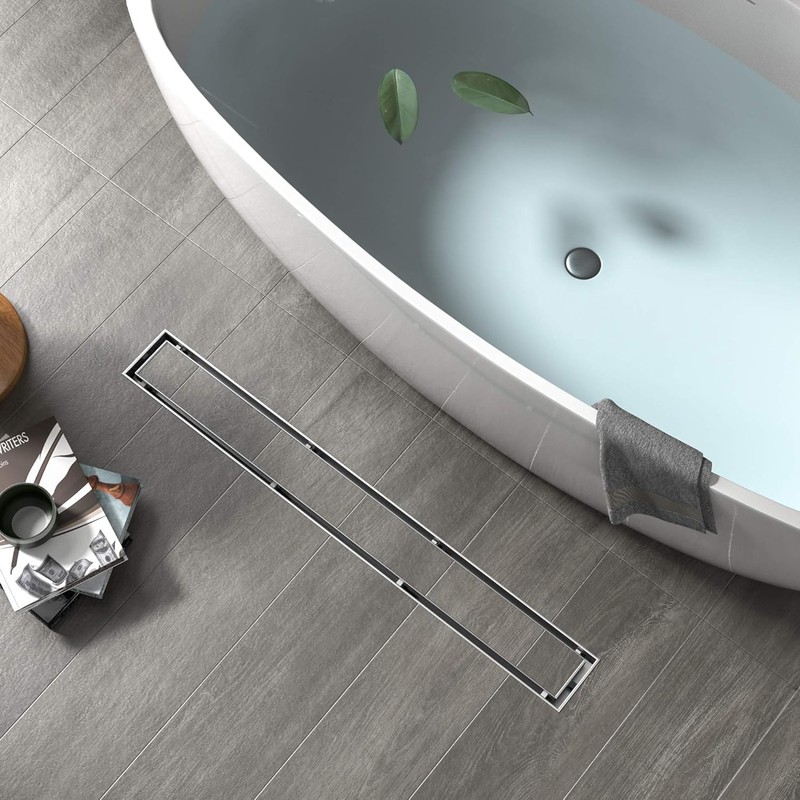 YEFU Shower Drain Nickel for Bathroom: 42 Inch Stainless Steel