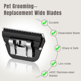 Wide Blades for Dog Grooming,Compatible with Andis,Oster A5,Wahl km10 Dog Clippers,(Black, 7FW-3.2mm)