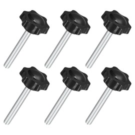 QUARKZMAN Pack of 6 M8 x 60 mm Star Handles, Plastic Hex Clamping Knob Screw, Hand-Tight, Replacement Knob for Parasol Stand, Replacement Knob