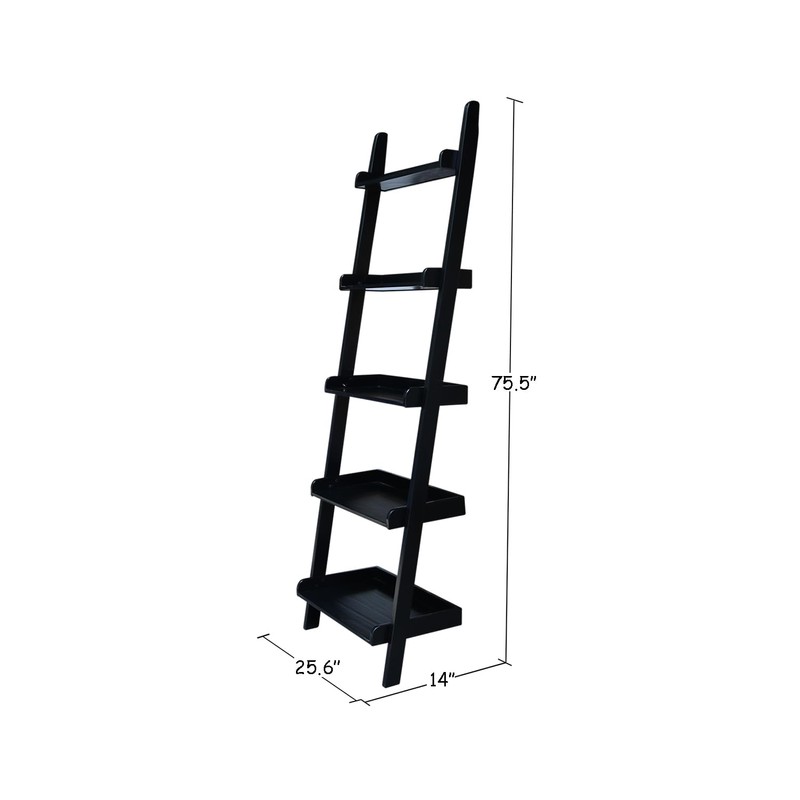 International Concepts 5 Tier Leaning Shelf, Black