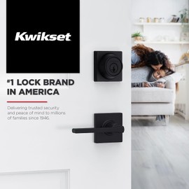 Kwikset Casey Interior Passage Door Handle Lever Matte Black Non-Locking Reversible with Microban Protection