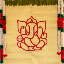 Desi Favors Red Huge Lord Ganesh Cutouts | Indian DIY Backdrop Decorations | Ganapati Pooja Backdrop Decoration | Indian Goodes Cultures Events | Traditional Cutout | 27x23 inch (Pack of 2)