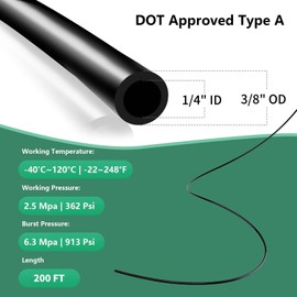 3/8"Starsync Pneumatic Air Line Dot 3/8 Saej844 Nylon Tube 3/8 Hose 200ft Air Brake Tubing Nylon Hose Approved For Air Tubing Air Brake System