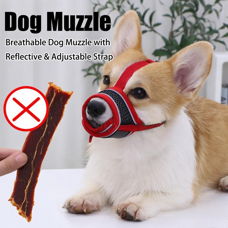 2 PCS Dog Muzzle Comfortable Breathable Mesh Muzzle with Adjustable