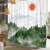 Sillsloso Forest Shower Curtain Nature Mountain Landscape Sunrise Woodland, Waterproof