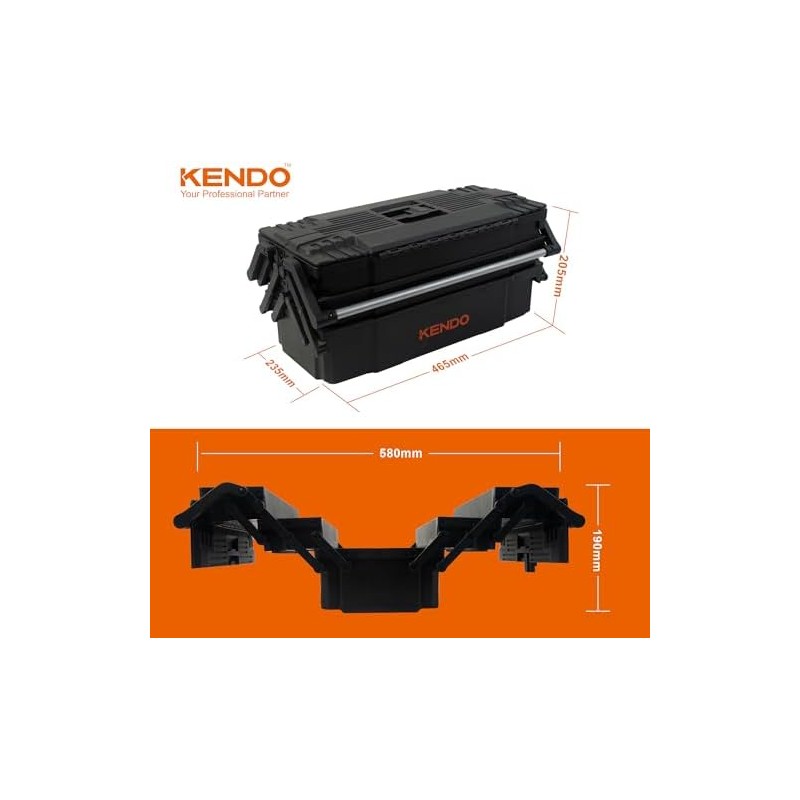 KENDO Caja de herramientas vacía de plástico ligera y extremadamente