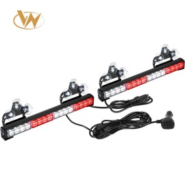 2x16.8 Inch Emergency Flashing LED Traffic Advisor Strobe Light Bar 32LED 26 Flash Patterns 12V 5W Universal FitmentLight Color: Red/white