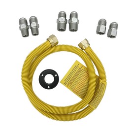Long Term Gas Line Connector for Dryer(1/2 72inch), Gas Hose Connector Kit for Stove, Water Heater, Gas Log, Pipe Diameter 5/8 in.OD(1/2 in. ID) Connector 1/2" FIP & 1/2" MIP & 3/4" MIP Fitting