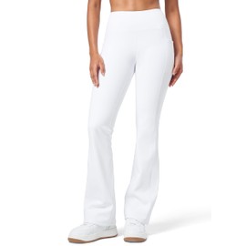 Willit Women's Fleece Lined Pants Yoga Bootcut Thermal Winter Pants High Waisted Flare Leggings Water Resistant White XL