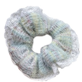 Cute Lace Trim French Hair Scrunchies For Women Girls Vintage Floral Hair Ties Hairband Elastic Ponytail Holder Headband Soft