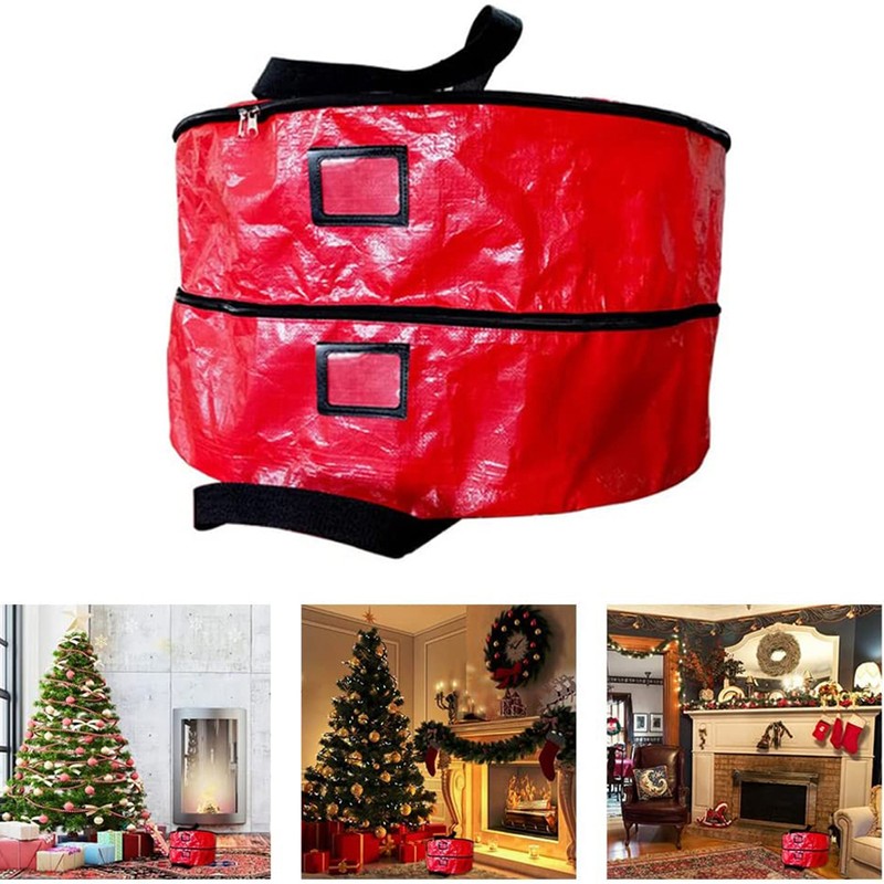 Double Layer Christmas Wreath Storage Bag Large Capacity Wreath Storage