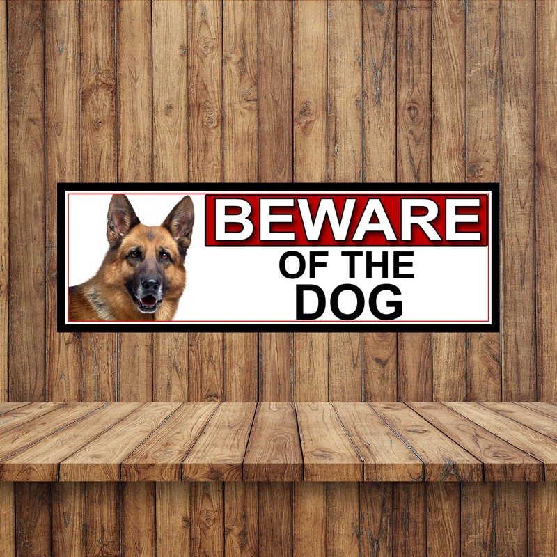 Shawprint German Shepherd BEWARE OF THE DOG METAL GATE SIGN