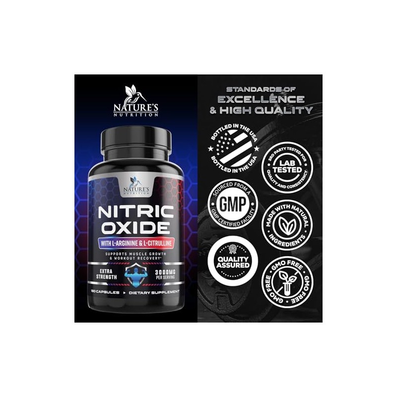 Nature's Nutrition Potenciador de ?xido N?trico Extrafuerte 3000 Mg