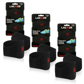 LACEEZE Bands Max size 3 PACK black bands fits shoe size UK 7 onwards keeps laces tied during sport, football, rugby