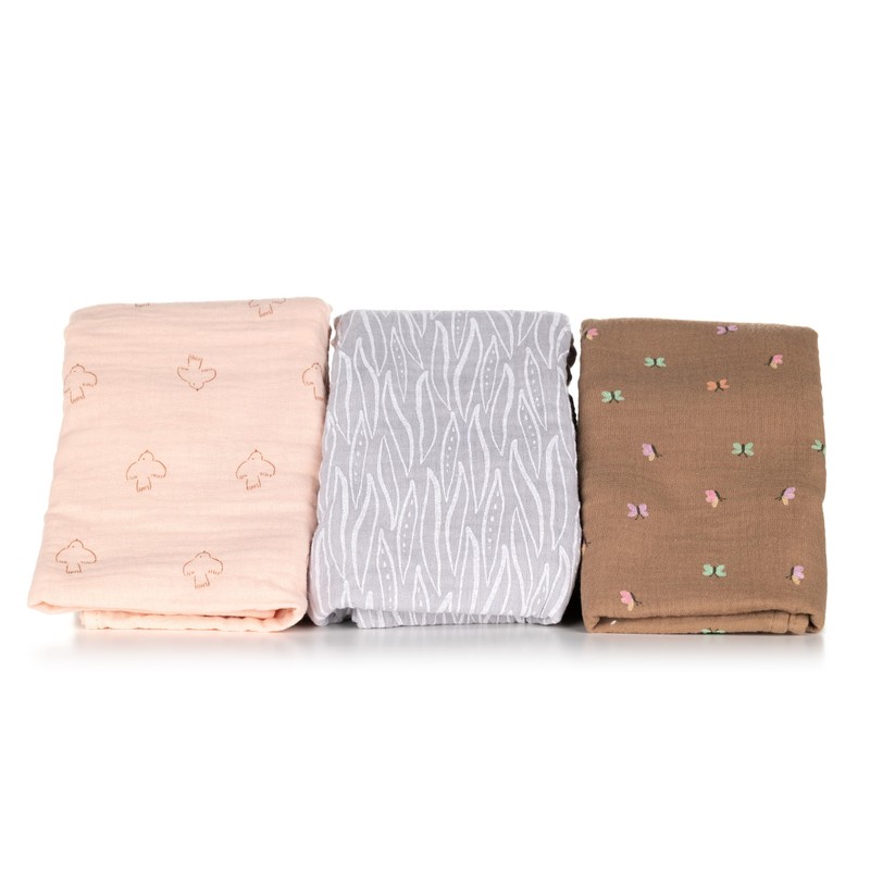 baginska 100% Oeko-Tex Cotton Square Baby Nappies - 3 Muslin
