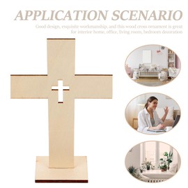 Artibetter Pack of 10 Wooden Crosses for Crafts Jesus Unfinished Wooden Crosses Catholic Baptism Rustic Wooden Stand Cross for Centerpieces Communion Church Prayer Decoration