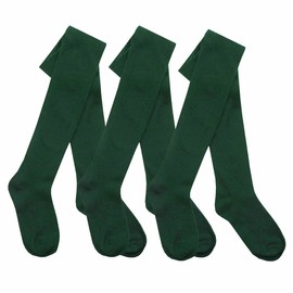 Style It Up Girls Plain Tights Back to School Warm Cotton Rich Soft Children 2-13 Years Multipack (3 Pack, Green, 7-8 Years)