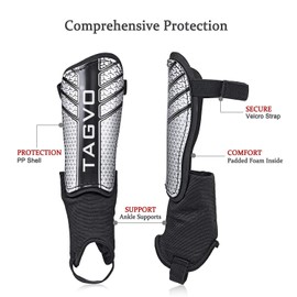 TAGVO Football Shin Guards, Kids Football Equipment with Ankle Sleeves Protection, Youth Sizes Child Football Shin Pads for Boys Girls