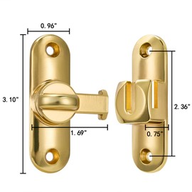 INIRET Gold Barn Door Latches,90/180 Degree Gate Lock,Flip Gate Latches Hardware,Zinc Alloy Right Angle Door Lock Latch,Door Security Sliding Door Latch Lock for Cabinets,Bathroom