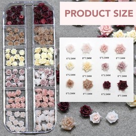Rosen-Nagel-Dekoration, für DIY-Nagelkunst, sechs Farben, Harz, 5.5mm/8mm, nail charms