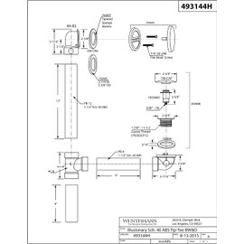 Westbrass 493144H-4-50 12" & 4" Bath Waste & Overflow Assembly with Tip-Toe Drain Plug and Illusionary Faceplate-SCH. 40 ABS Pipe, 4-Pack, Powder Coat White, 4 Count