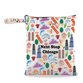 JXGZSO Chicago Travel Gift Next Stop Chicago Wristlet Grocery Bag Chicago Trip Clutch Bag Chicago Landmark Travel Gift