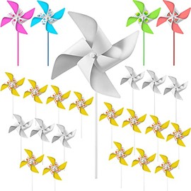 24 Pieces DIY Paper Pinwheels Handmade White Blank Paper Pinwheels for Boys and Girls Graffiti Paper Craft, School Work, Home Crafting, Craft Group Activities