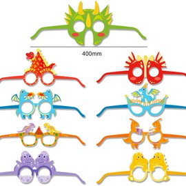 DPKOW 28pcs Dinosaur Party Glasses Masks for Kids Birthday Party Favor Dinosaur Party Costume Accessories Dinosaur Photo Prop