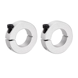 MECCANIXITY Shaft Collar 1.1 Inch Bore Single Split Aluminum Clamping Collar Shaft Collars with Set Screw Silver Tone 2 Pack