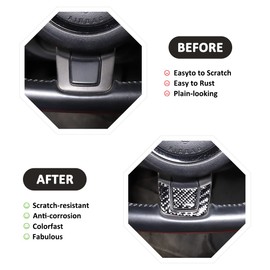 Carbon Fiber Steering Wheel Cover U Shape Trim Sticker Car Interior Accessories Decoration For F-TYPE 2013-2022 (Black)