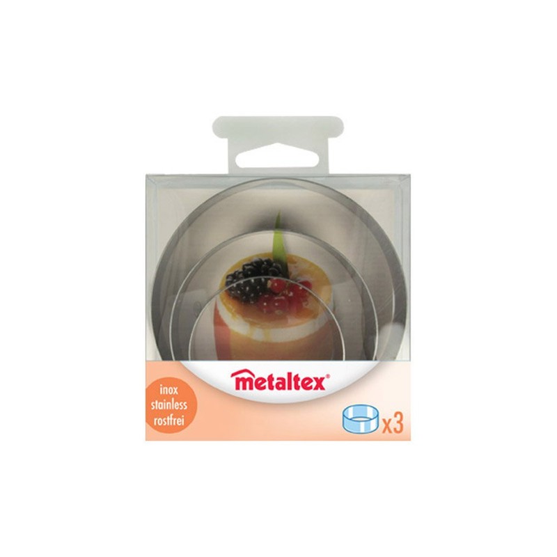Metaltex 204536010 Baking Rings 3 Pieces Various Sizes Stainless Steel