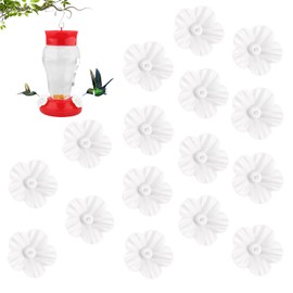 Hummingbird Feeder Replacement Parts - 16 PCS White Flowers, Bee Guards for Perky Pet Glass Plastic Feeder Base