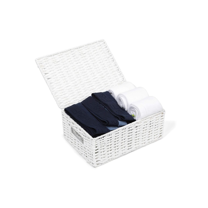 Arpan Paper Rope Storage Basket Box With Lid - White