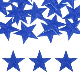 sourcing map 16Pcs Iron on Star Patches, Sew on Star Embroidered Patches, Decorative Repair Patch Applique for DIY Crafts Backpacks Bags Hats Clothes, 29mm Blue