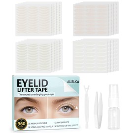 AUSLKA Eyelid Tape Eyelid Lift Strips (960 Pcs), Double Eyelid Tape for Loose Eyelids, Single Eyelids Big Eye Effect, Invisible Eyelid Tape for Hooded Eyes, Hooded Eyes Eyelid Lifter Strips