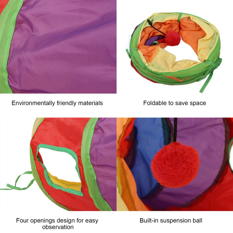 Pet Tunnel Iridescent Foldable Cat STunnel with Interactive Ball and