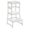 Kitchen Step Stool for Kids with Safety Rail,Solid Wood Construction
