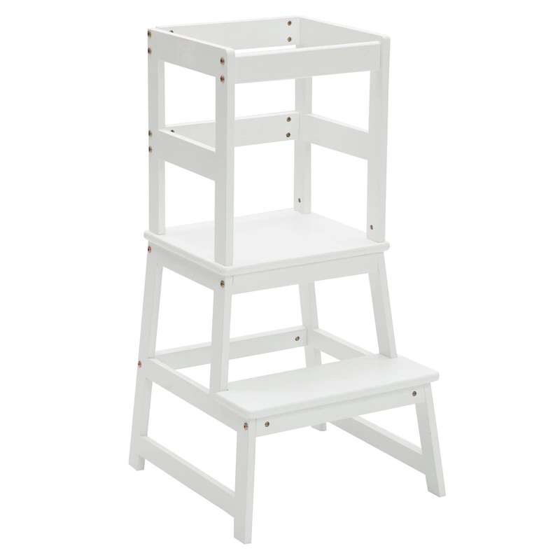 Kitchen Step Stool for Kids with Safety Rail,Solid Wood Construction