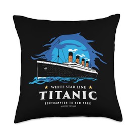 RMS Titanic Cruise Ship Vintage Boat Boys Mens Kids Throw Pillow