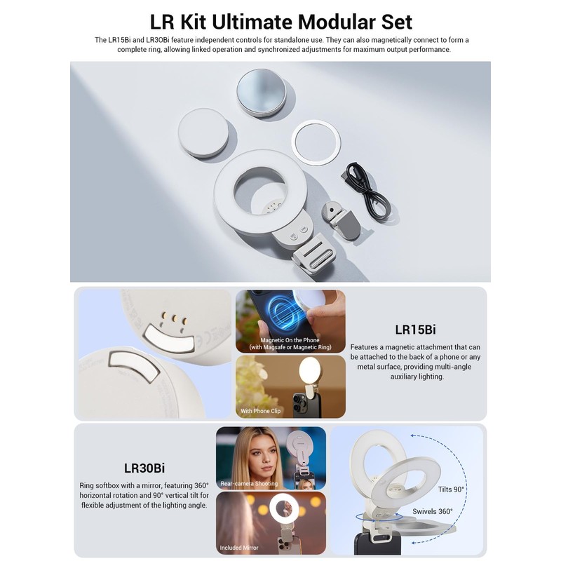 GODOX Litemons CRI97 TLCI98 LR Kit, LED Ring Light, 2800K-6500K,