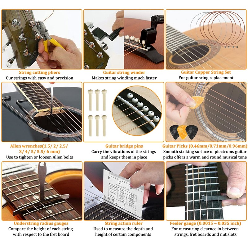 RuiJOTWAT 54 Pieces Guitar Repairing Maintenance Tool Kit, Guitar Repair