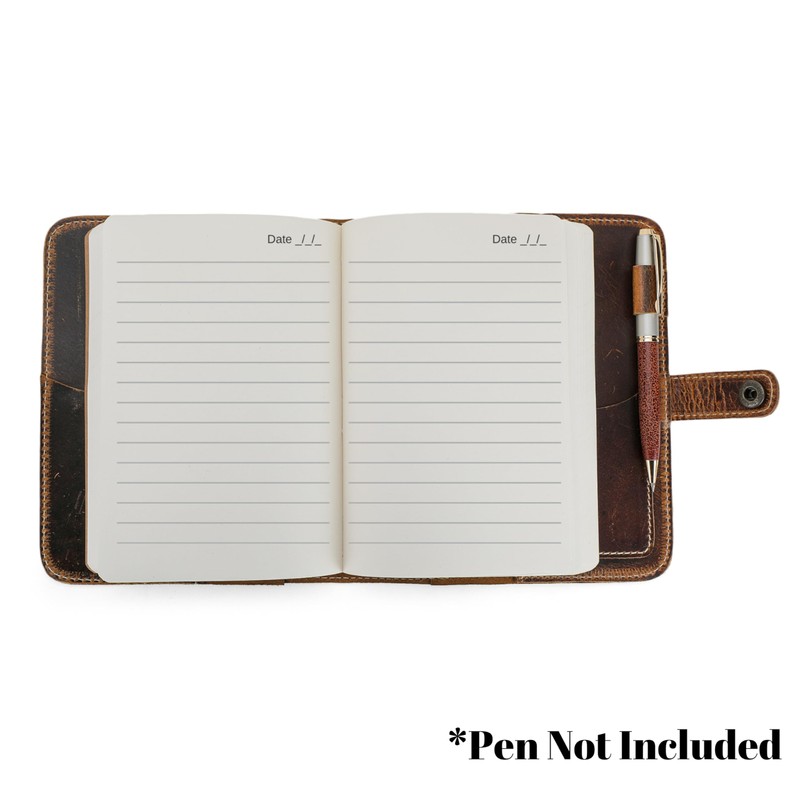 Fausta Heart Embossed Refillable Brown Leather Journal for Writing, 256
