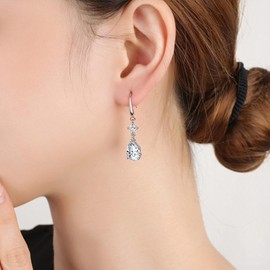 Silver Earrings for Women Crystal Long Hollow Earrings Silver Knot Earrings Lucky Knot Drop Hanging Earrings Infinity Hanging Earrings for Women, Metal