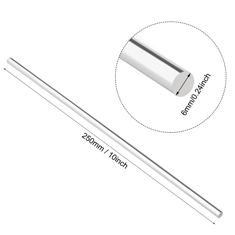 sourcing map Acrylic Round Rod,Clear,1/4 inch Diameter 10inch(247mm) Length,Solid Plastic