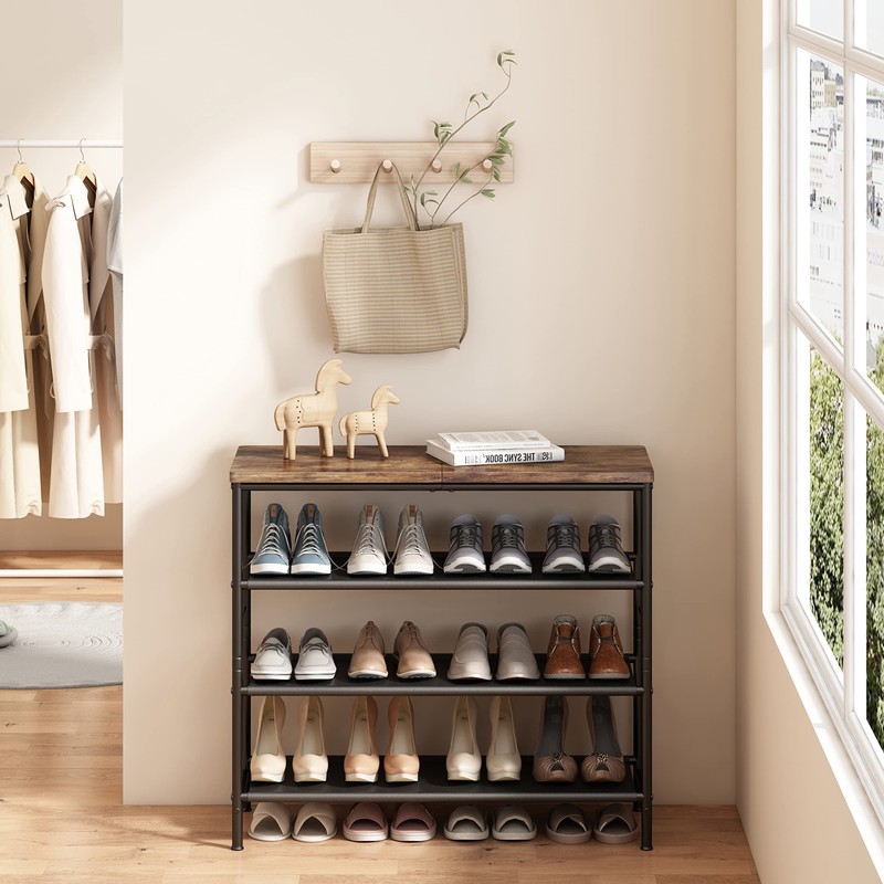 INGIORDAR Shoe Rack Organizer 5 Tier Metal Organizer Shelf with