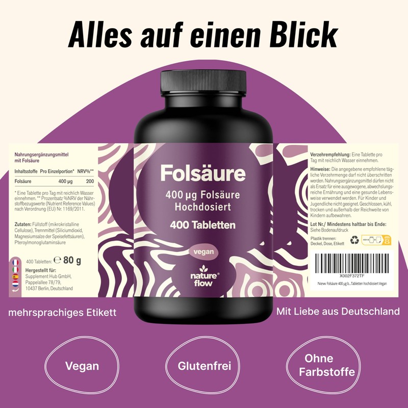 Folic Acid 400 μg - 400 Tablets - High Dose