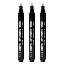 3Pack Mirror Paint Pens Chrome Marker Pen for Mirror Surface Permanent Reflective Liquid Suitable for Model Painting/Cards/Posters/Rock Painting/Mugs/ Ceramic/Glass/Plastic DIY Art Projects 0.7mm+1mm+3mm Tip Sizes - Silver