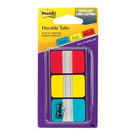 Post-it - Pastillas sólidas (12 pestañas por color, 36 pestañas por dispensador), Rojo, amarillo, azul, 36 Tabs